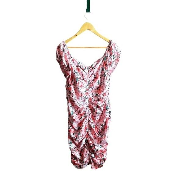 SHEIN Curve All Over Floral Print Lace Up Ruched Dress NWOT Size OXL  4 0133 - Picture 8 of 10